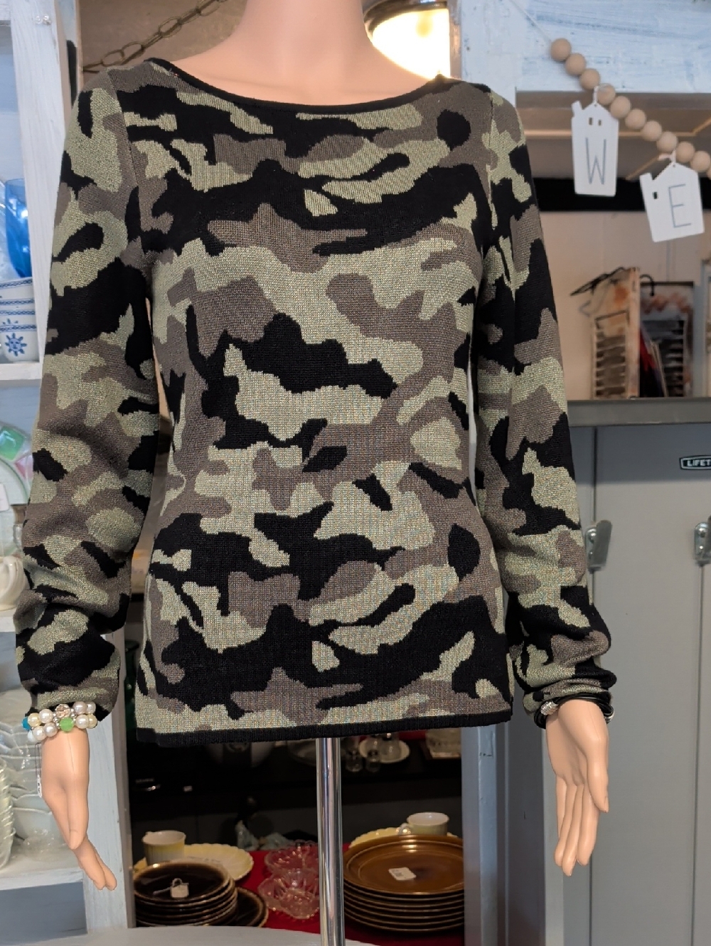 Nwt Jolie & Joy Camo Long Sleeve Knit Sweater, Women's